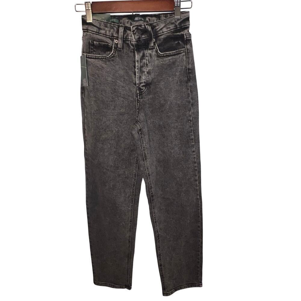 Wild Fable Women’s‎ 00, Super High Rise Straight Black Acid Wash Button Fly NEW
